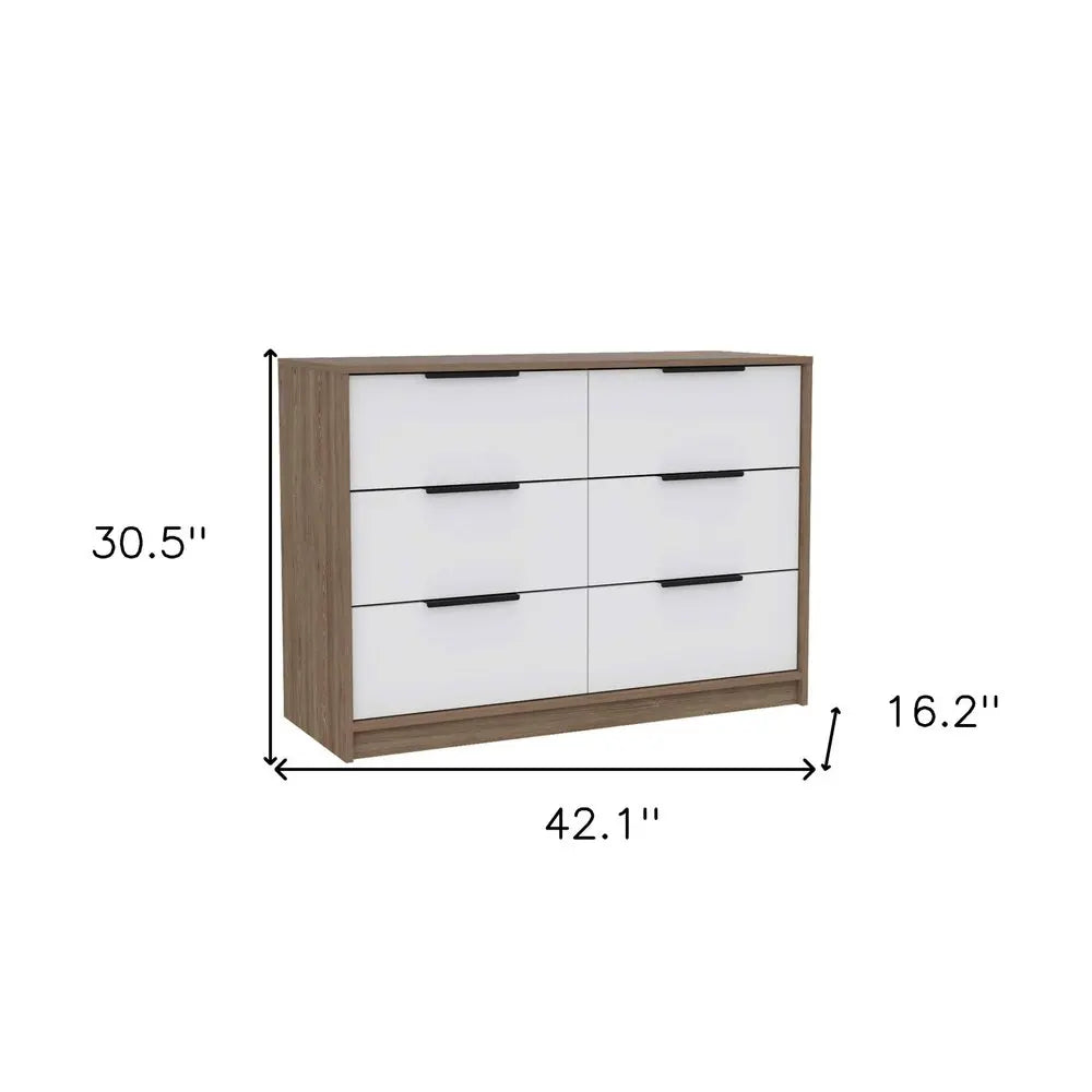 42" Brown and White Four Drawer Dresser HomeRoots