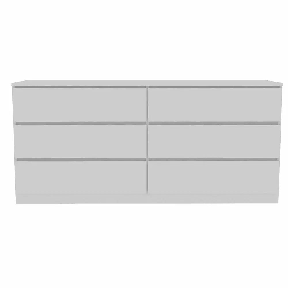 60" White Six Drawer Double Dresser HomeRoots