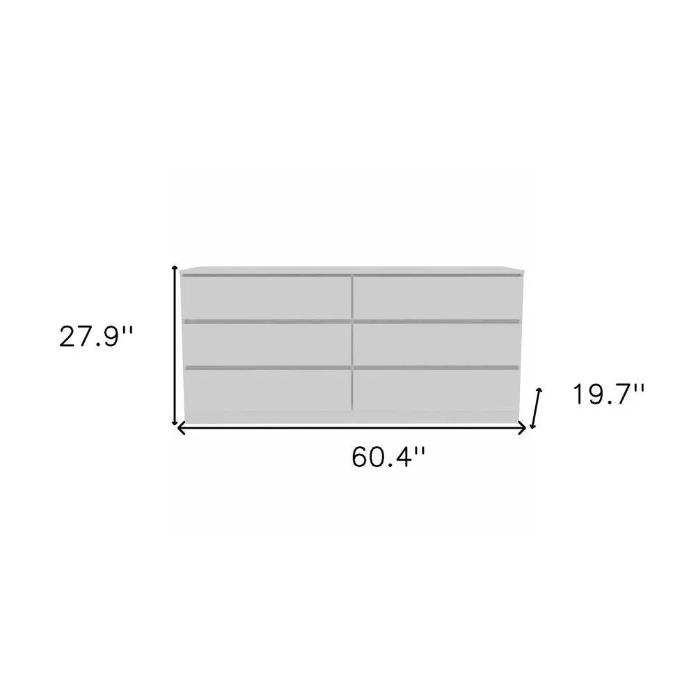 60" White Six Drawer Double Dresser HomeRoots