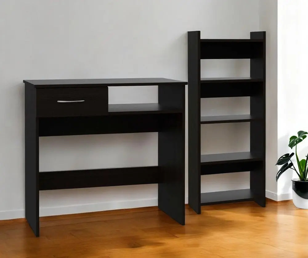 32" Black Computer Desk Desk and Bookshelf Set HomeRoots