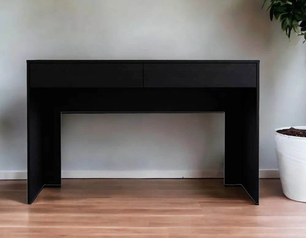 47" Black Computer Desk with Two Drawers HomeRoots