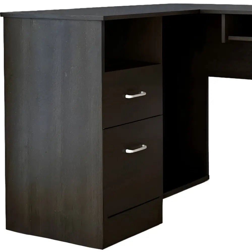 41" Black L Shape Computer Desk With Two Drawers HomeRoots