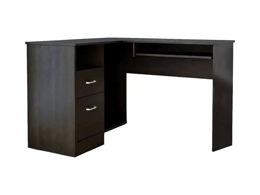 41" Black L Shape Computer Desk With Two Drawers HomeRoots