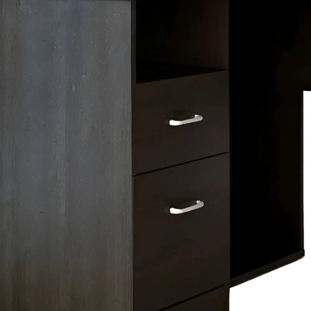 41" Black L Shape Computer Desk With Two Drawers HomeRoots