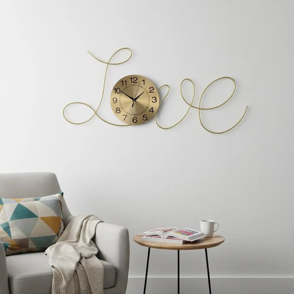 41" Gold Metal Silent Analog Novelty Wall Clock HomeRoots