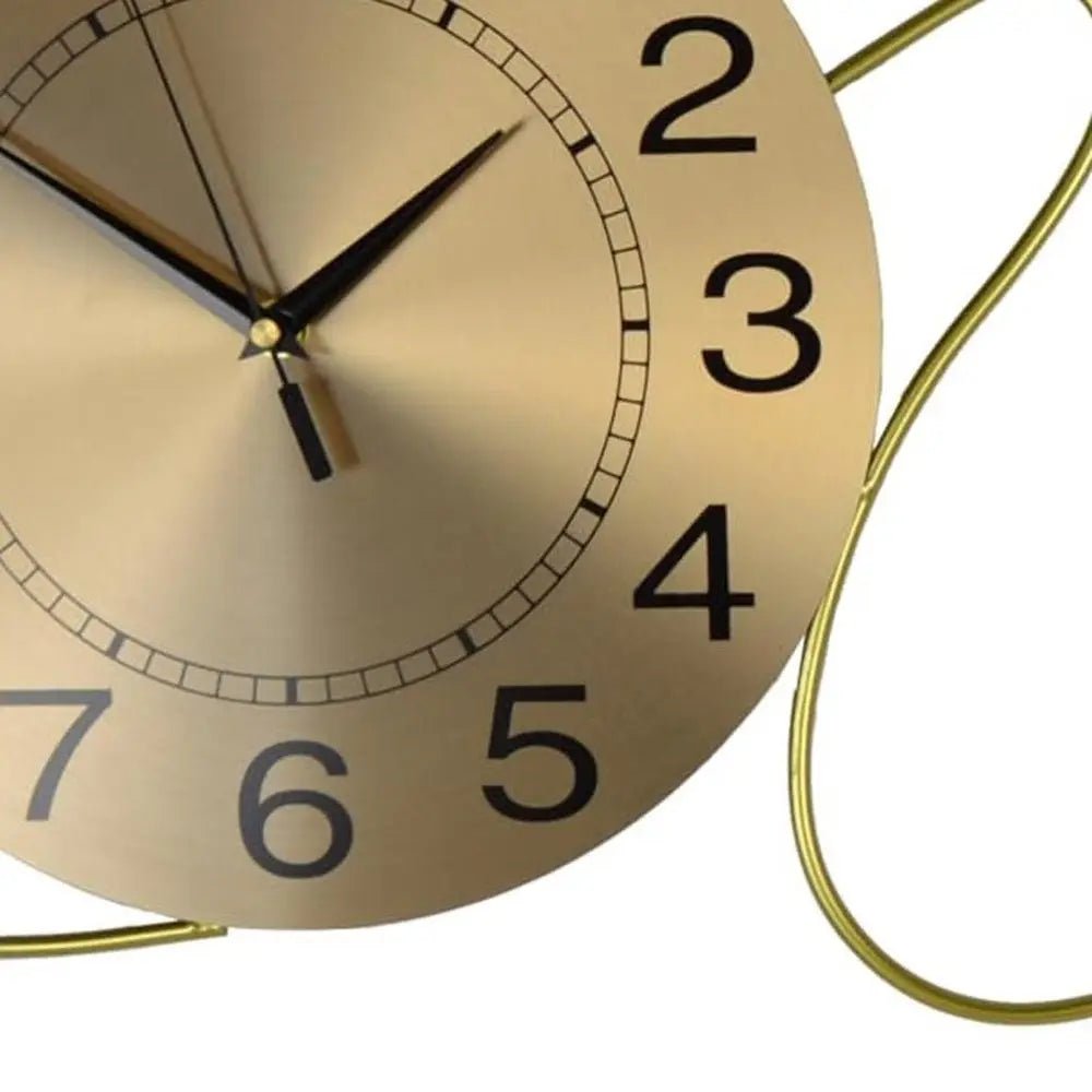 41" Gold Metal Silent Analog Novelty Wall Clock HomeRoots