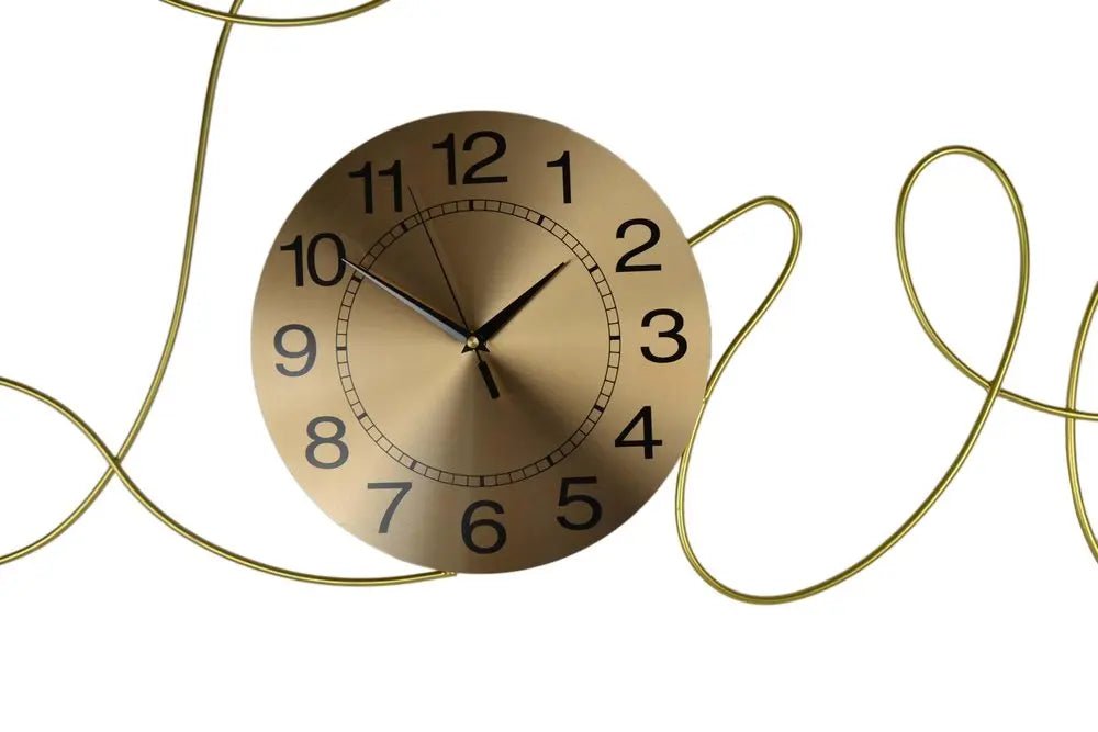 41" Gold Metal Silent Analog Novelty Wall Clock HomeRoots