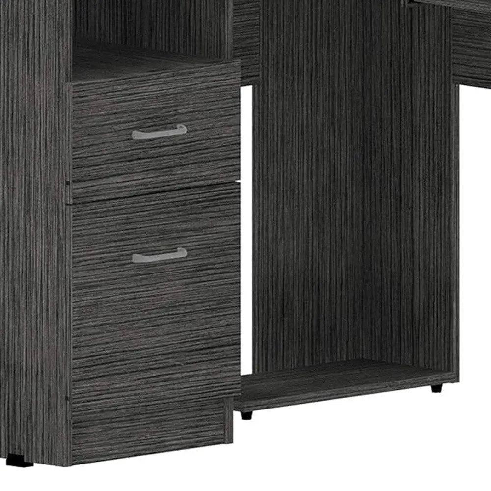 41" Gray L Shape Computer Desk With Two Drawers HomeRoots