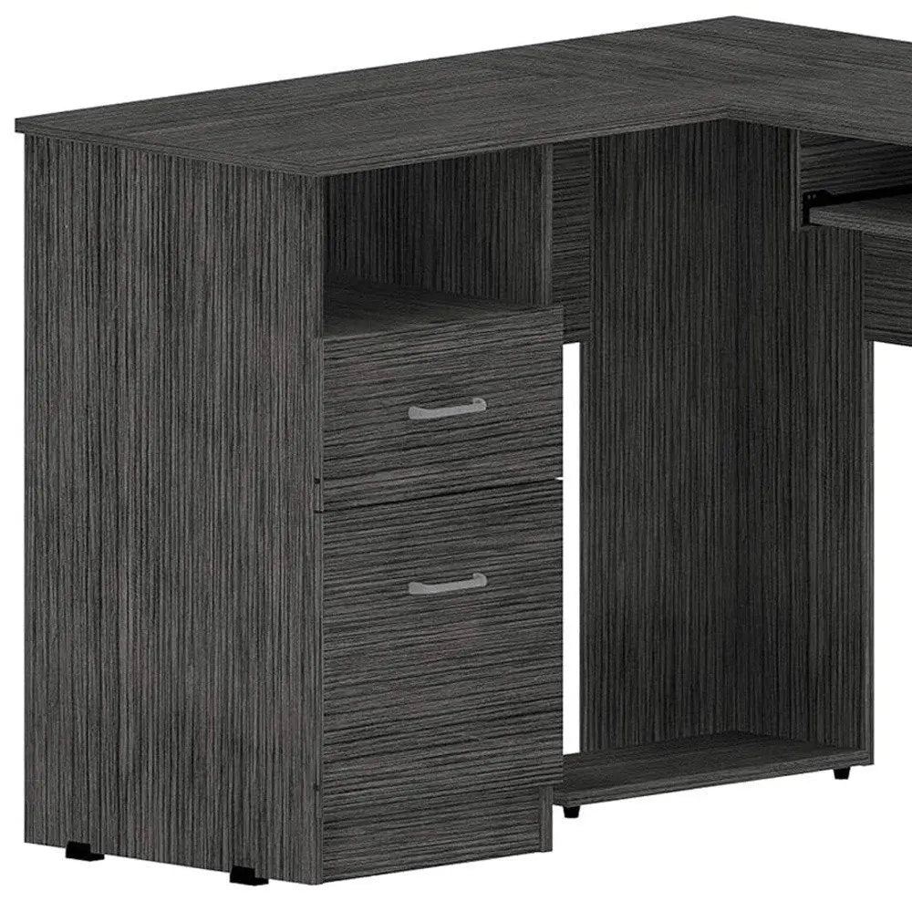 41" Gray L Shape Computer Desk With Two Drawers HomeRoots