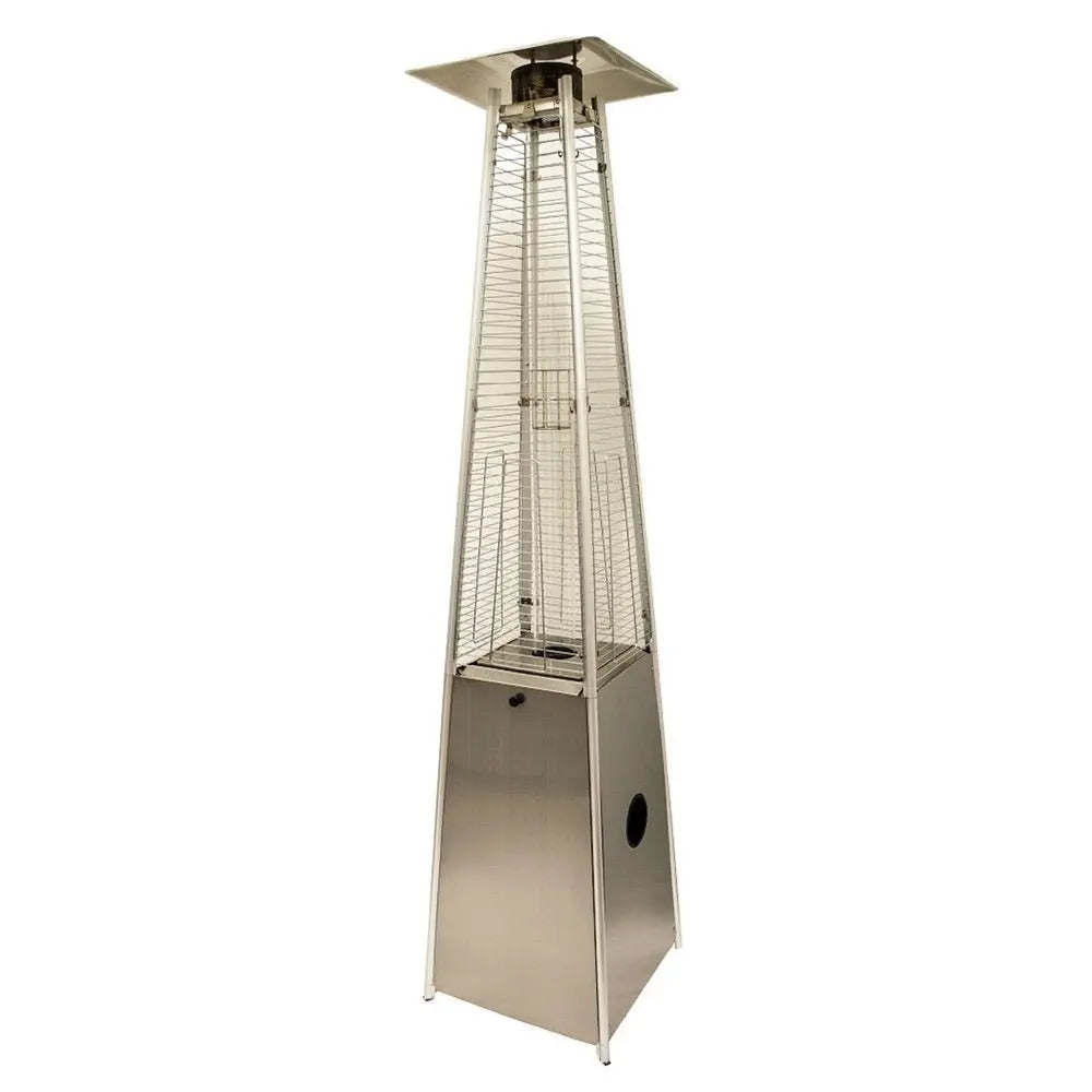 41000 BTU Silver Steel Propane Triangular Pyramid Standing Patio Heater - NOBLE HOME INTERIORS