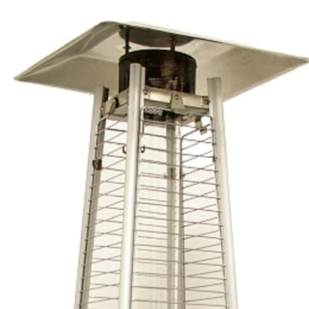 41000 BTU Silver Steel Propane Triangular Pyramid Standing Patio Heater - NOBLE HOME INTERIORS