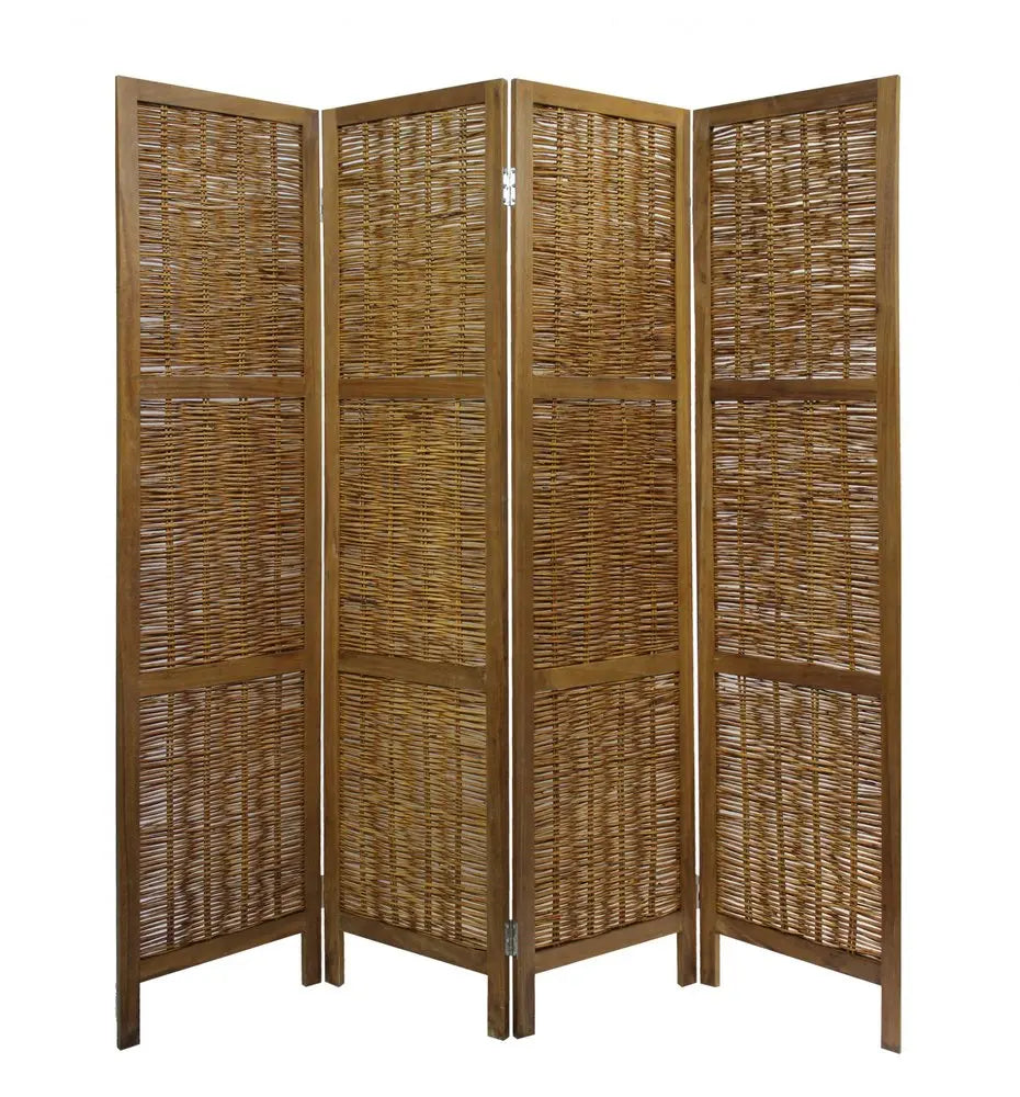 Brown Willow Four Panel Room Divider Screen HomeRoots