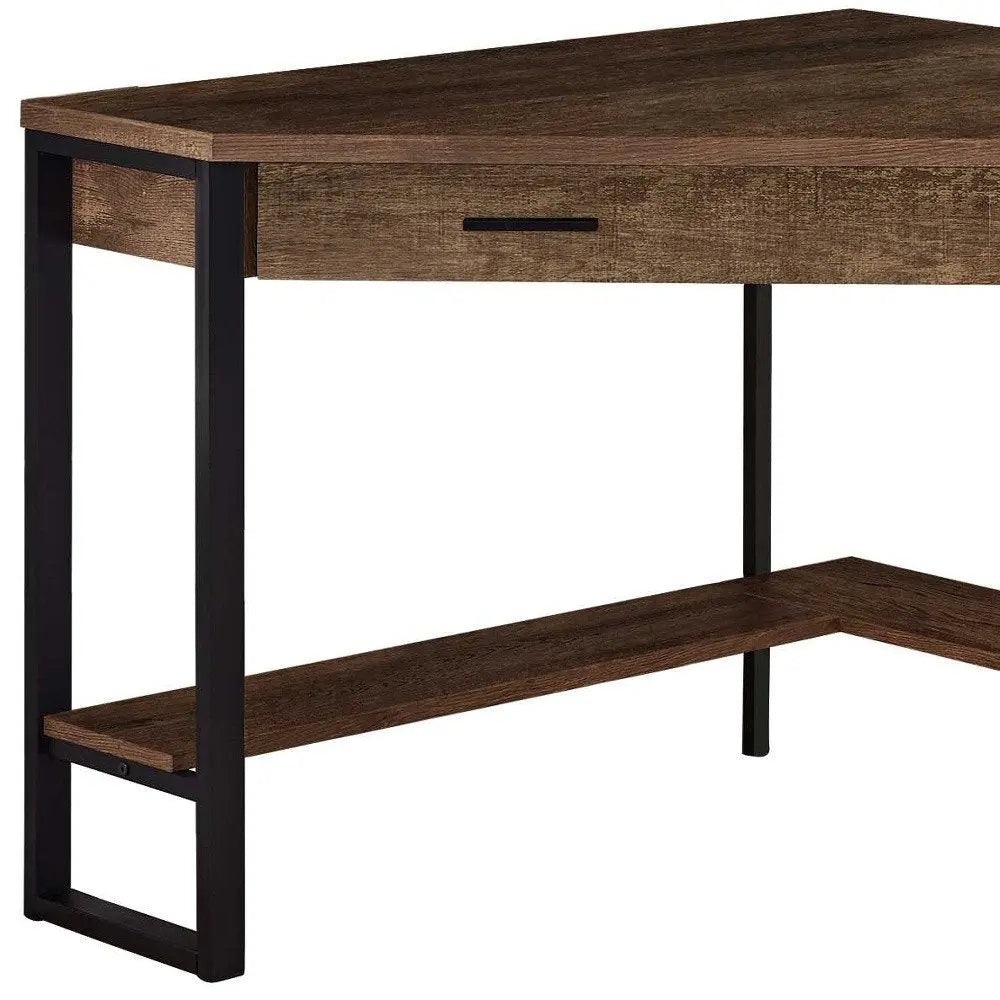 42" Brown and Black Corner Computer Desk - NOBLE HOME INTERIORS