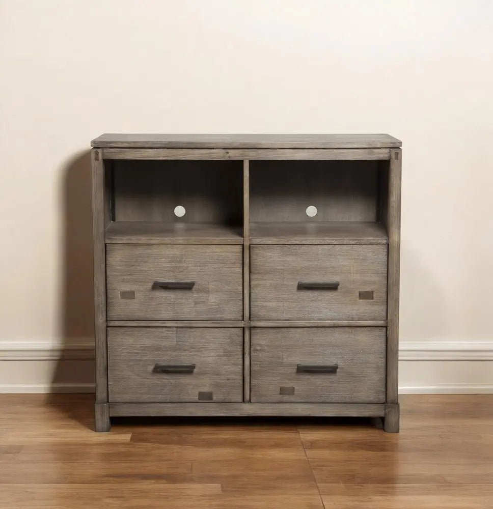 42" Brown Solid Wood Open Shelving TV Stand HomeRoots