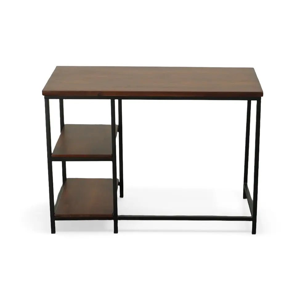 42" Chestnut and Black Solid Wood and Metal Computer Desk HomeRoots