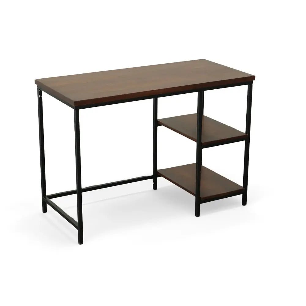 42" Chestnut and Black Solid Wood and Metal Computer Desk HomeRoots