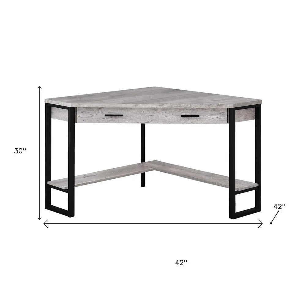 42" Gray and Black Corner Computer Desk - NOBLE HOME INTERIORS