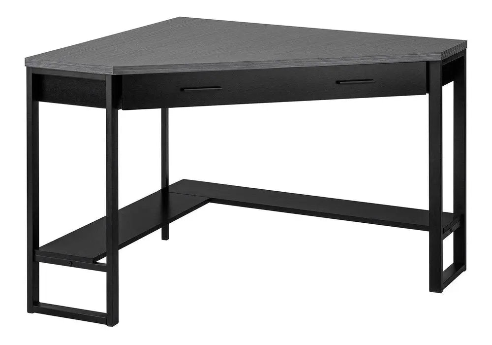 42" Gray and Black Corner Computer Desk - NOBLE HOME INTERIORS