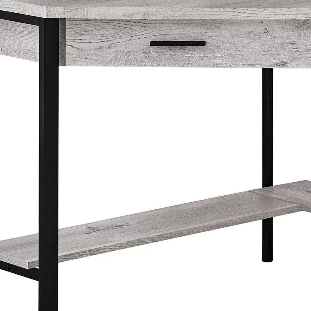 42" Gray and Black Corner Computer Desk - NOBLE HOME INTERIORS