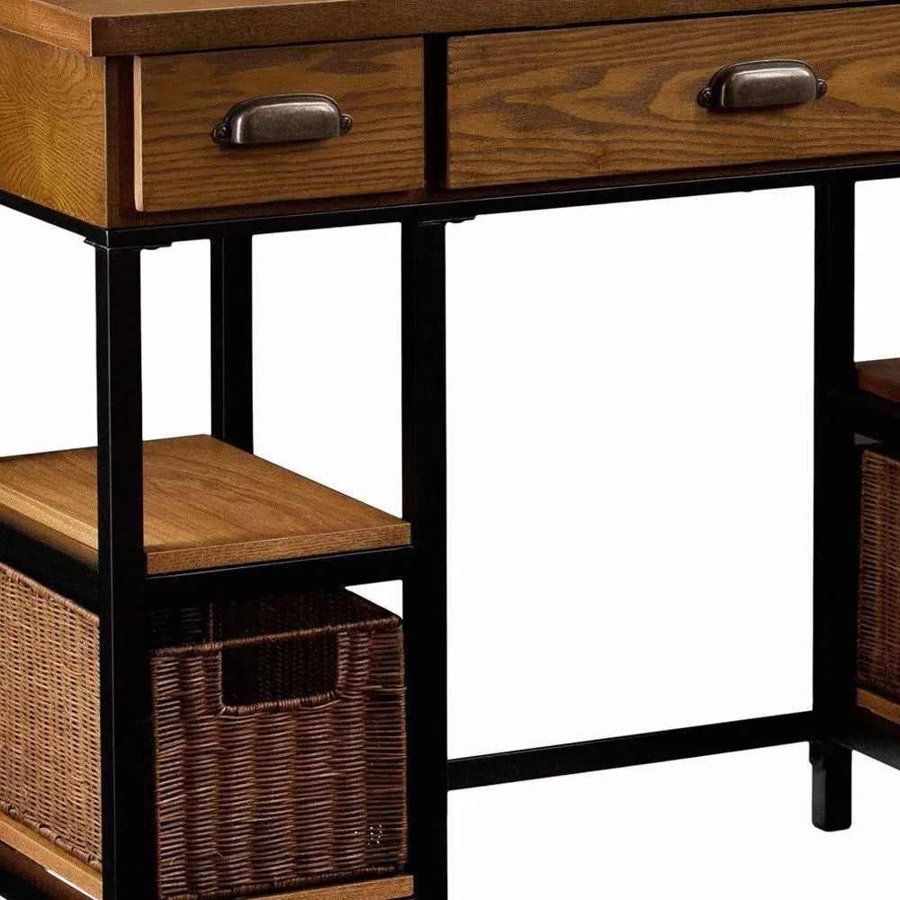 42" Gray And Black Writing Desk With Three Drawers - NOBLE HOME INTERIORS