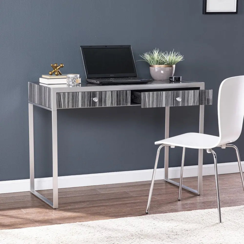 42" Silver Writing Desk With Two Drawers - NOBLE HOME INTERIORS