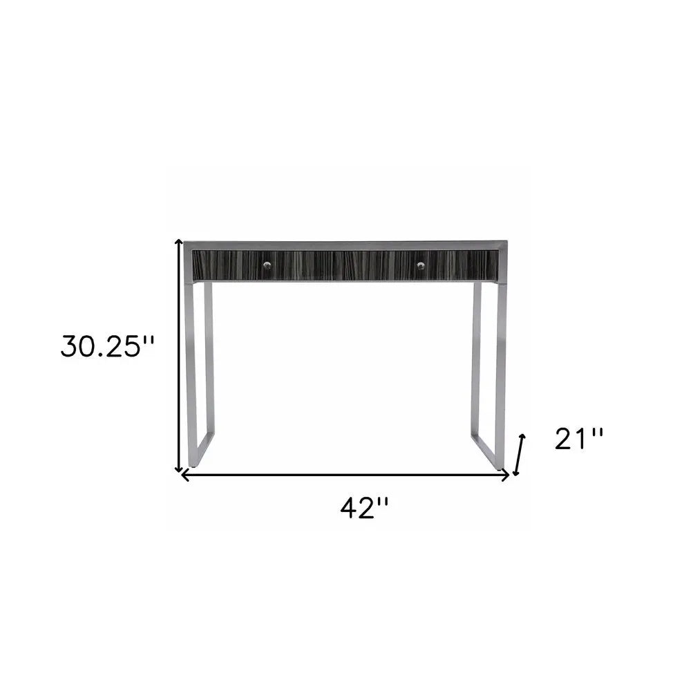 42" Silver Writing Desk With Two Drawers - NOBLE HOME INTERIORS