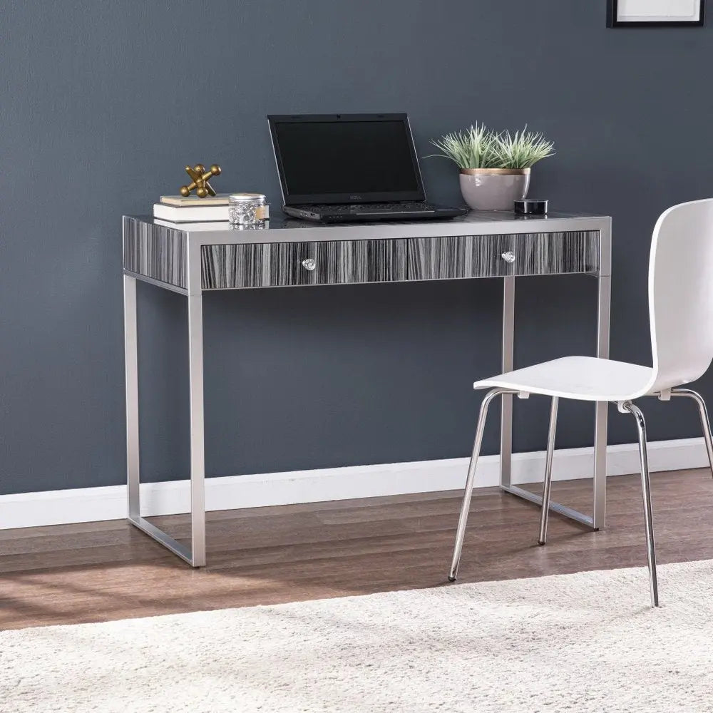 42" Silver Writing Desk With Two Drawers - NOBLE HOME INTERIORS