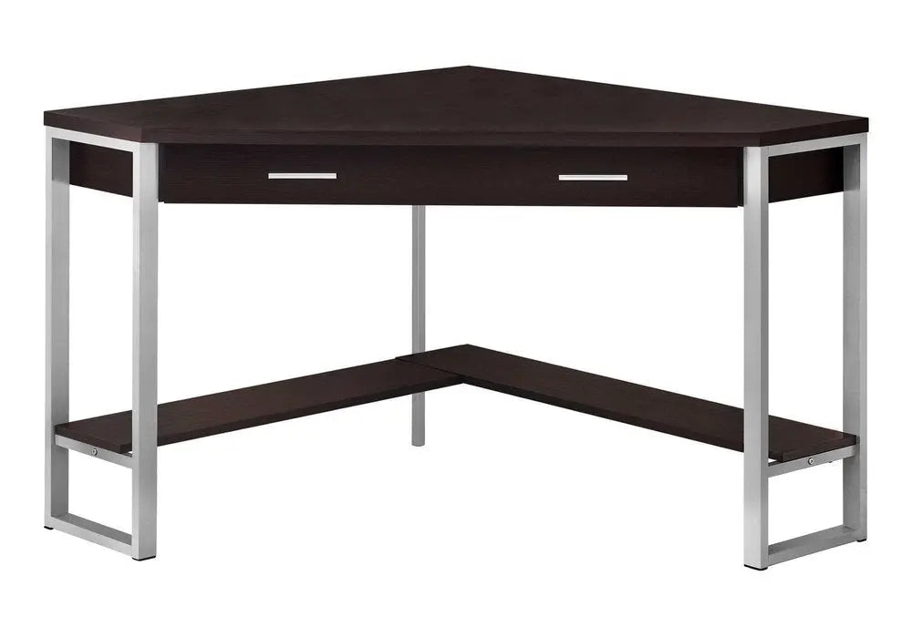 42" Taupe and Silver Corner Computer Desk - NOBLE HOME INTERIORS