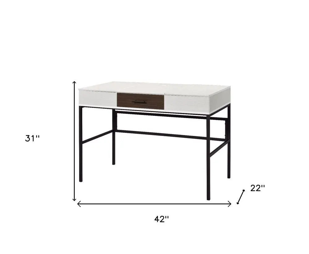 42" White and Black Writing Desk - NOBLE HOME INTERIORS