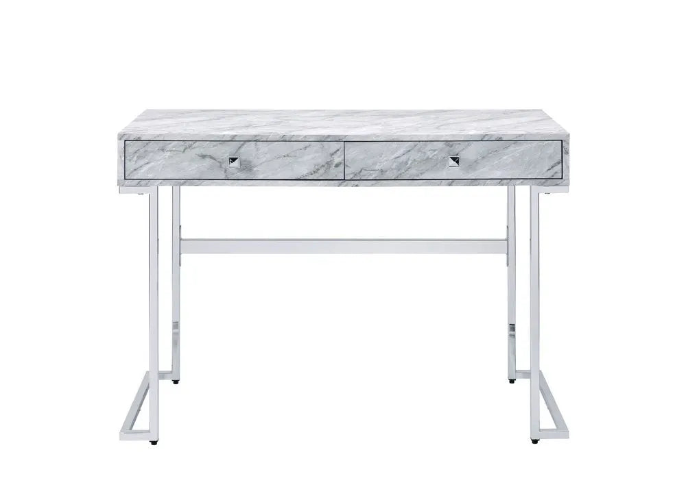 42" White Writing Desk With Two Drawers - NOBLE HOME INTERIORS