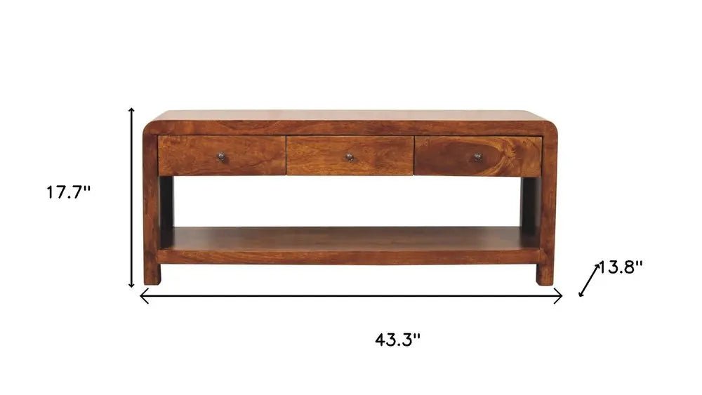 43" Brown Solid Wood Enclosed and Open Storage TV Stand HomeRoots