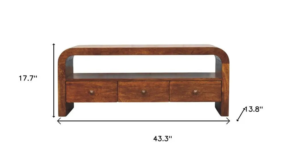 43" Brown Solid Wood Enclosed and Open Storage TV Stand - NOVA HOME FURNITURE