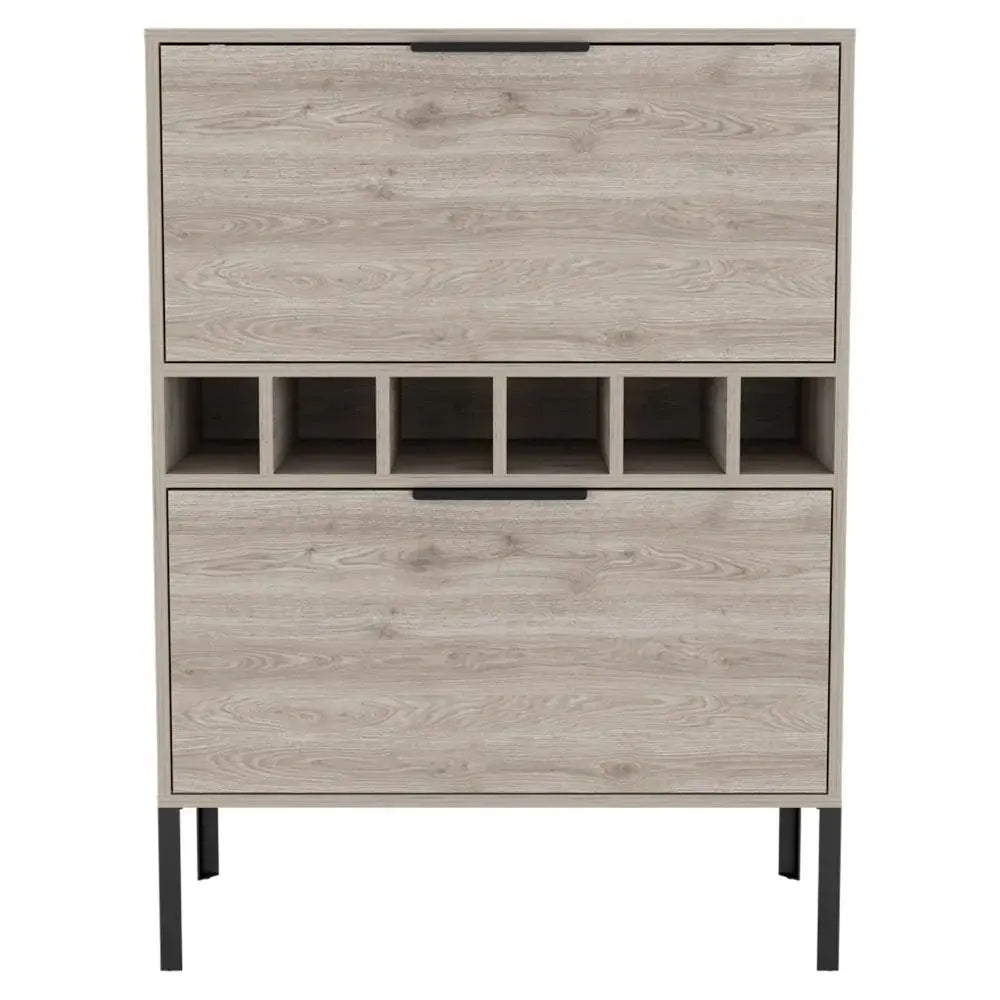 43" Light Gray and Black Wood Console Bar Cabinet With Two Doors - NOVA HOME FURNITURE