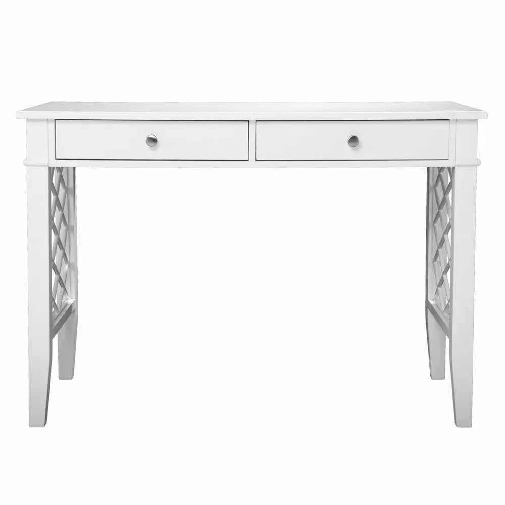43" White Writing Desk With Two Drawers - NOBLE HOME INTERIORS