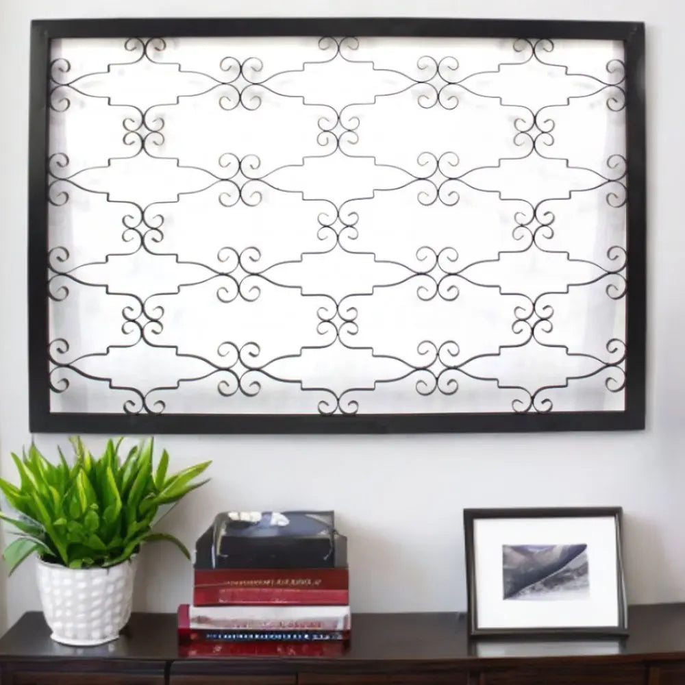 43" X 63" Black Metal Wall Decor - NOBLE HOME INTERIORS