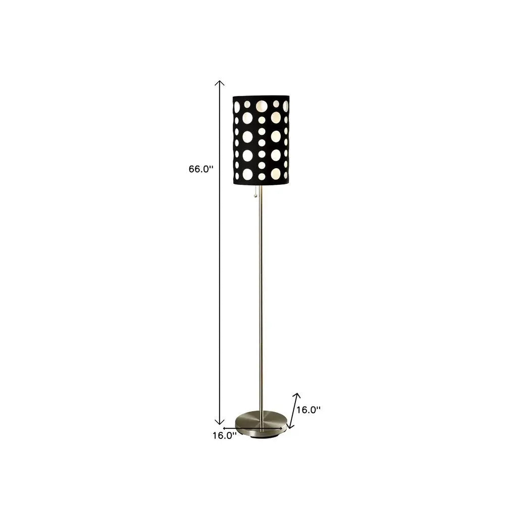 66" Steel Novelty Floor Lamp With Black And Red Drum Shade HomeRoots