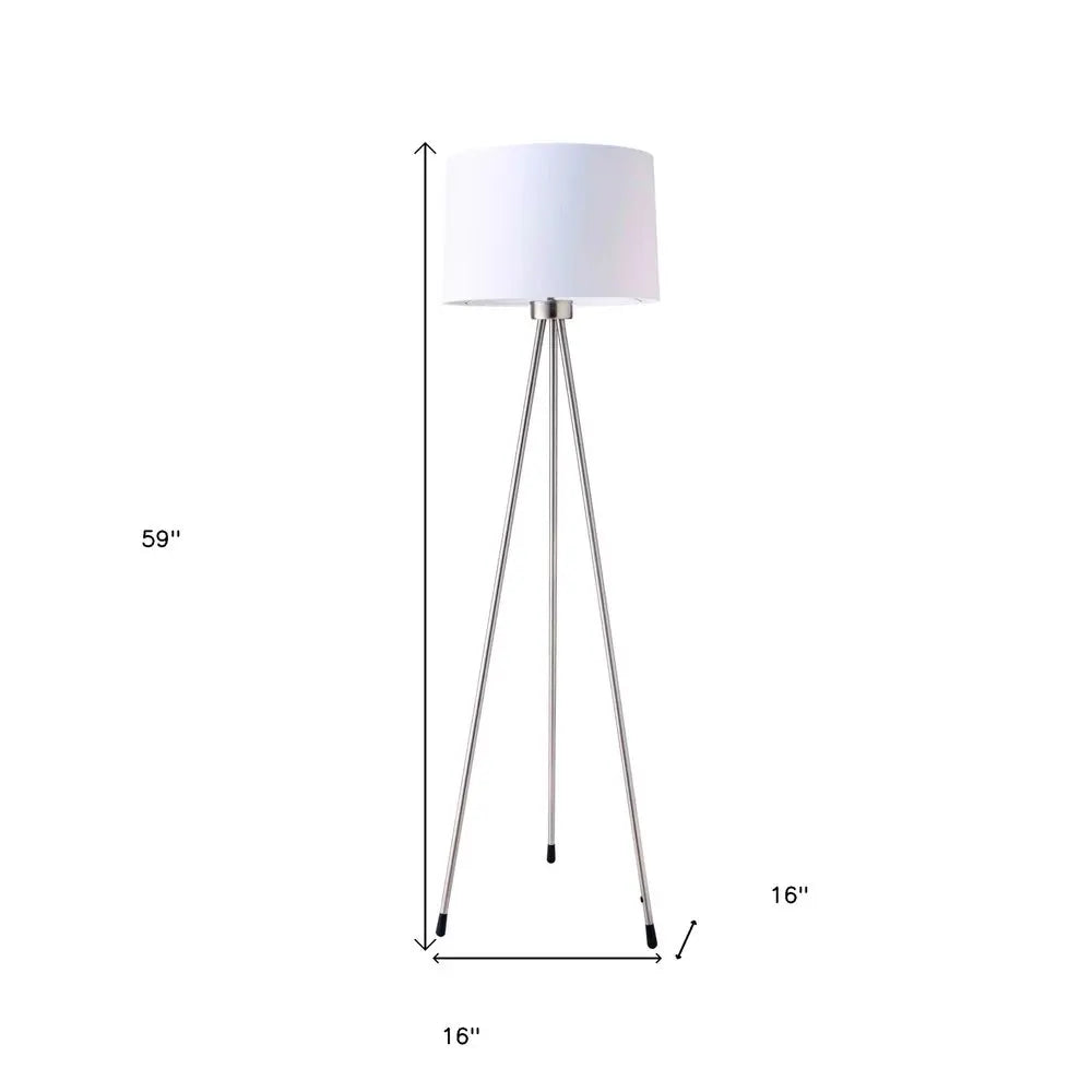 59" White Tripod Floor Lamp With White Drum Shade HomeRoots
