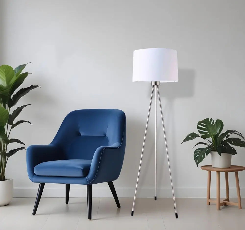 59" White Tripod Floor Lamp With White Drum Shade HomeRoots