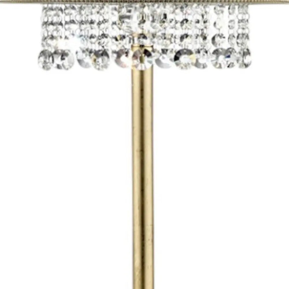 65" Gold And White Novelty Floor Lamp With White Fabric Drum Shade HomeRoots