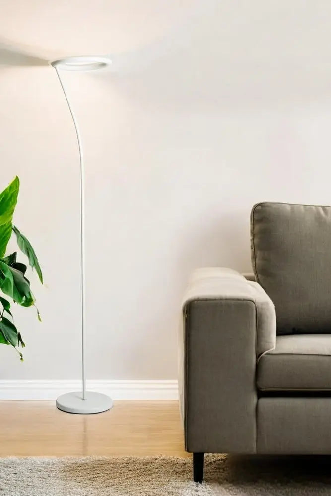 73" White LED Torchiere Floor Lamp With White HomeRoots