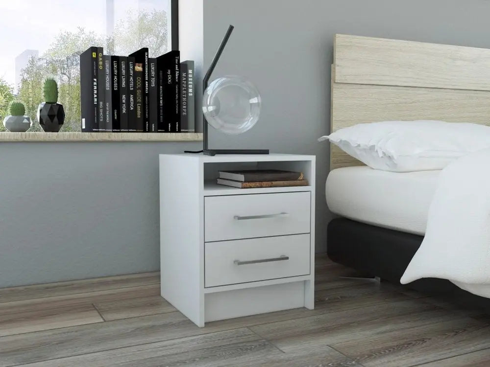 20" Wood Two Drawer Nightstand HomeRoots