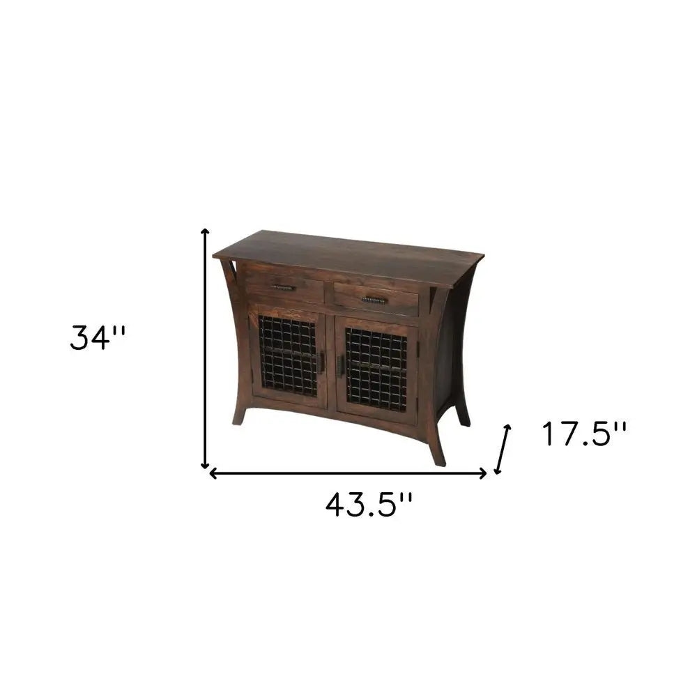 44" Dark Brown Solid Wood Frame Standard Accent Chest With Two Drawers - NOVA HOME FURNITURE