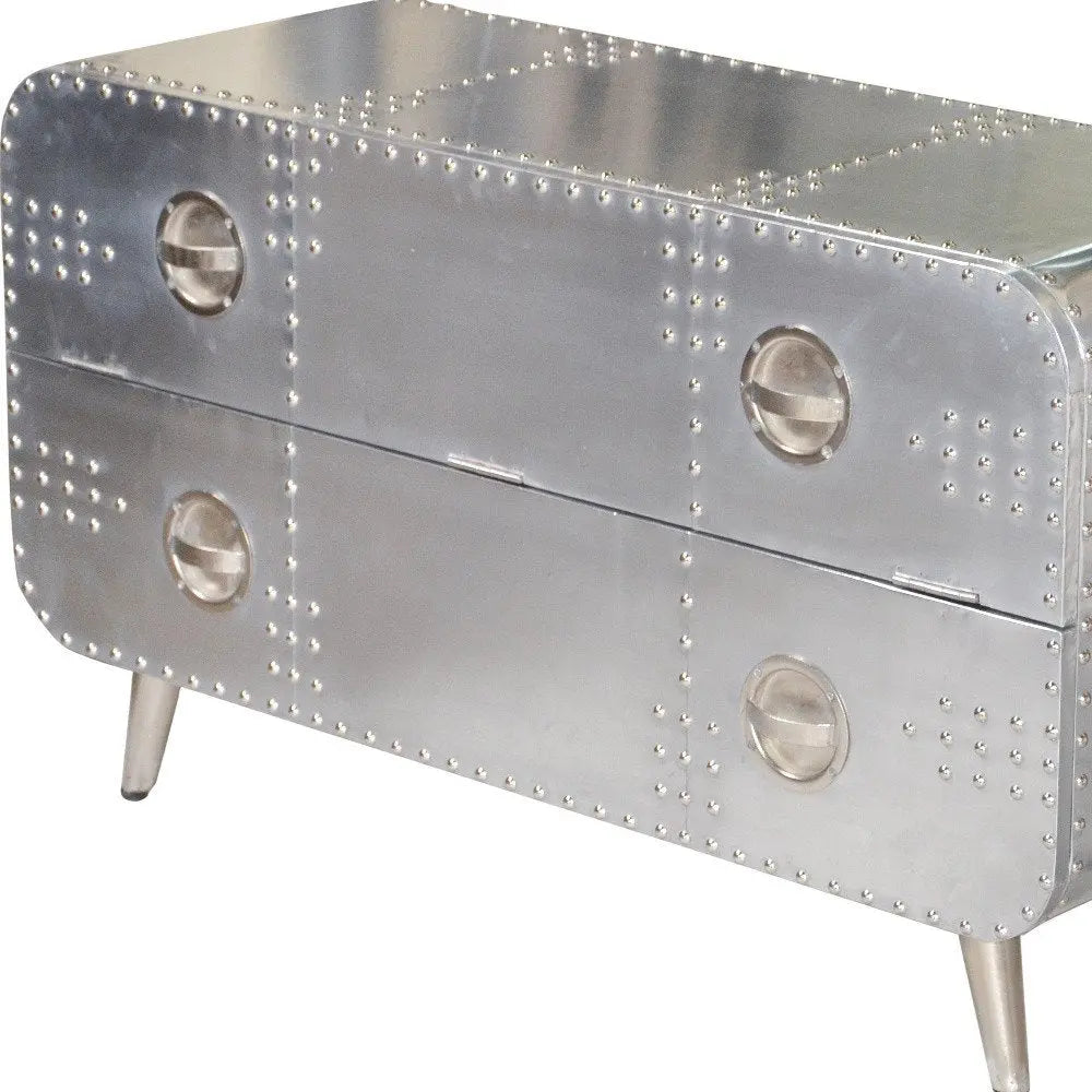 44" Silver Aluminum Enclosed Storage TV Stand - NOVA HOME FURNITURE