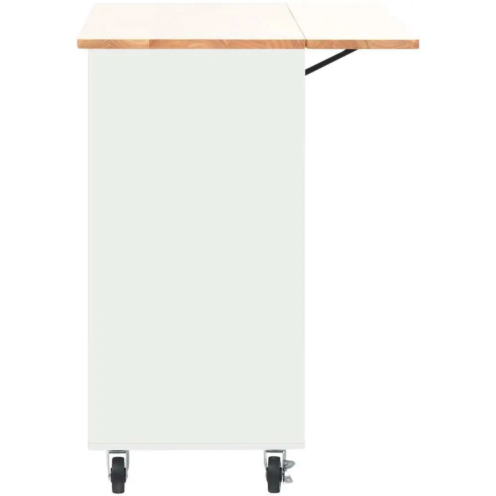 44" White Wood Barn Door Rolling Kitchen Island With Storage - NOVA HOME FURNITURE