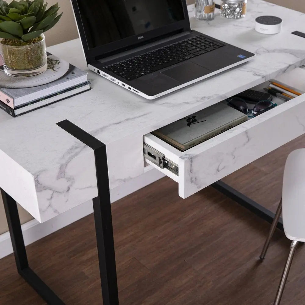 45" White and Black Writing Desk - NOBLE HOME INTERIORS