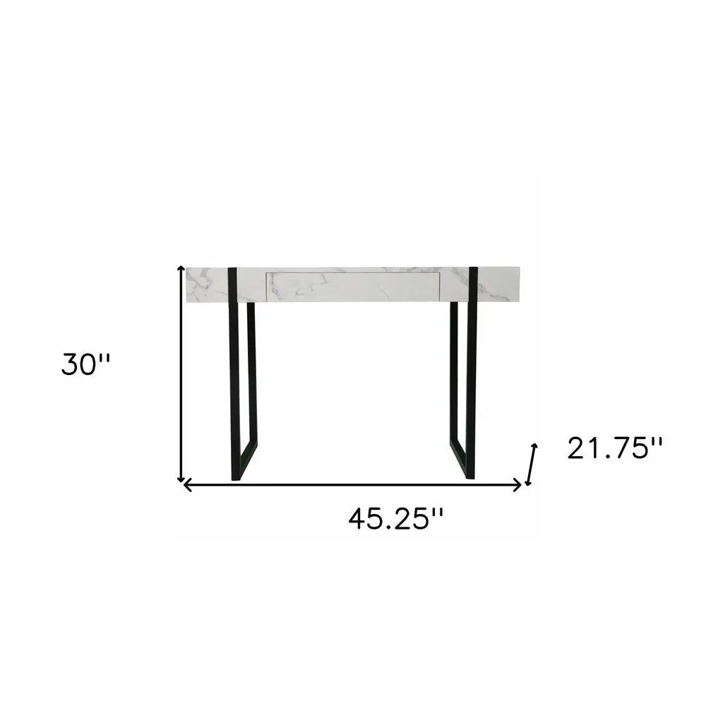 45" White and Black Writing Desk - NOBLE HOME INTERIORS
