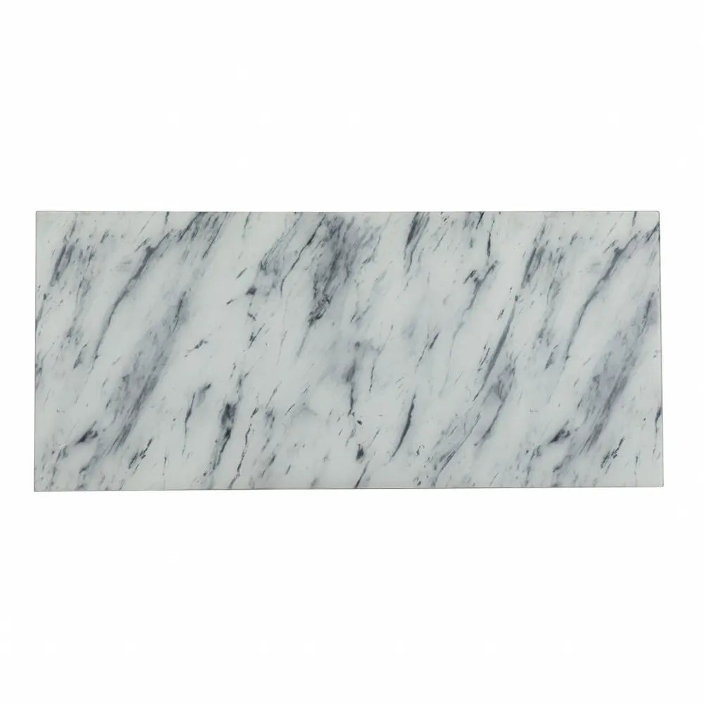 45" White and Bronze Glass Writing Desk With Two Drawers - NOBLE HOME INTERIORS