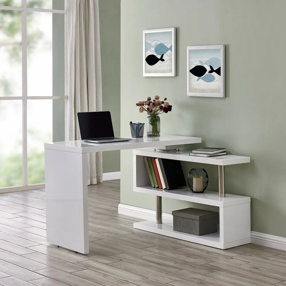 45" White Corner Writing Desk - NOBLE HOME INTERIORS