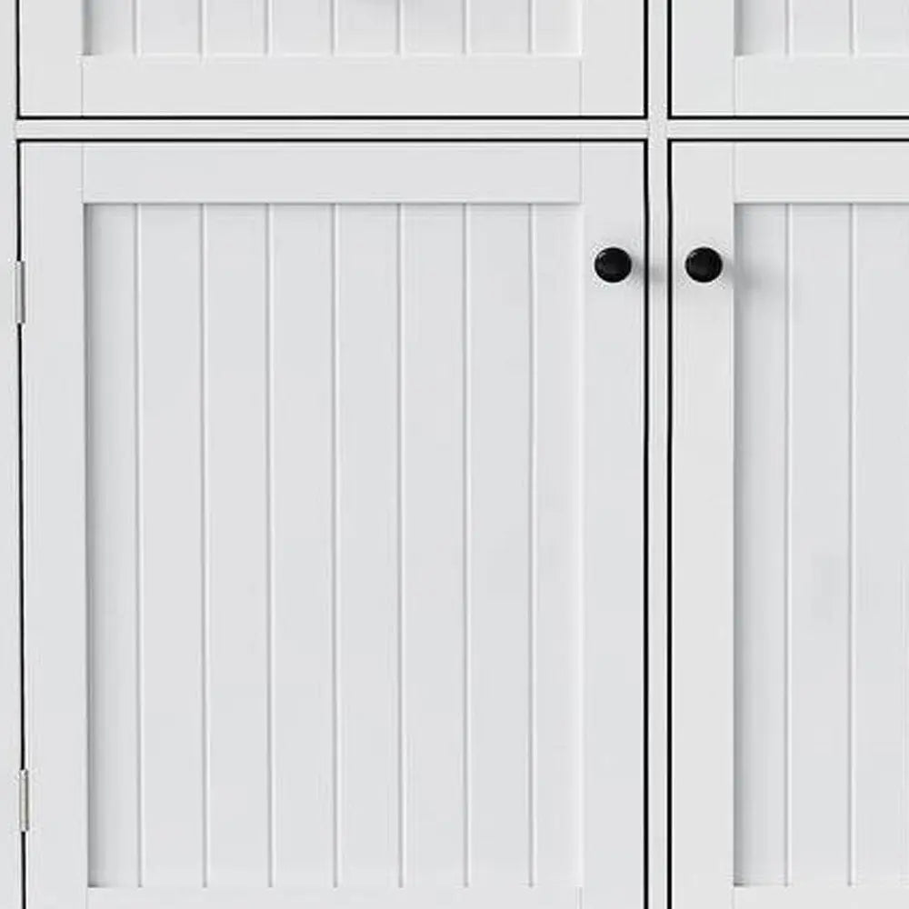 45" White Wood Barn Door Rolling Kitchen Island Set With Storage With USB - NOVA HOME FURNITURE