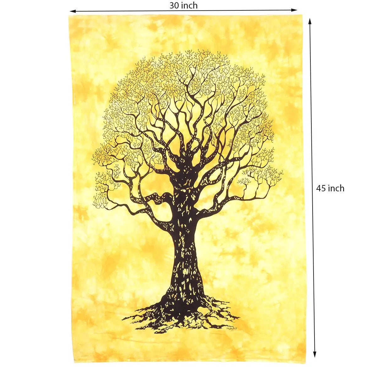 45" X 30" Black Orange And Yellow Trees Cotton Hanging Tapestry - NOBLE HOME INTERIORS